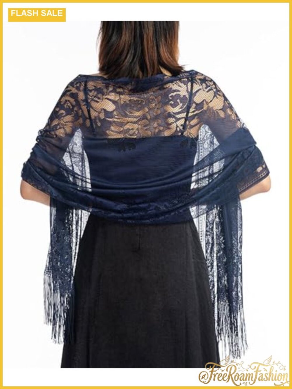 Lace Shawl Wrap with Fringe for Evening Dresses Formal Wedding